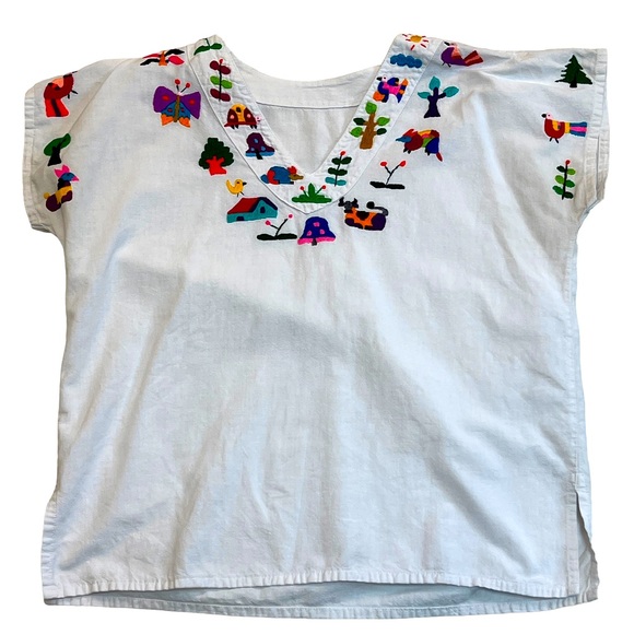 Multi color embroidered cotton Mexican style shirt - Picture 2 of 2
